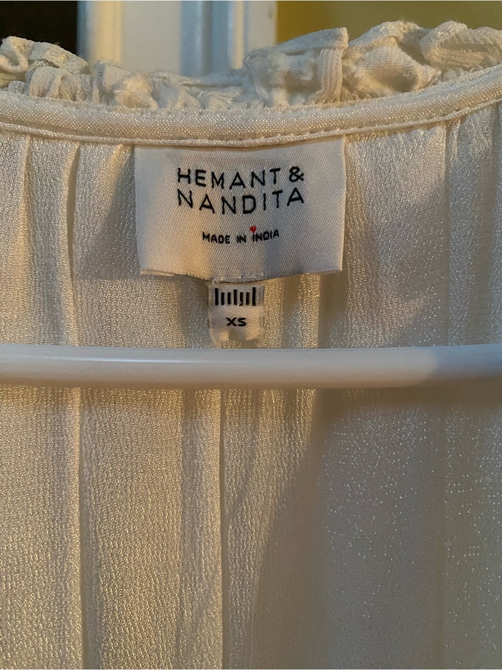 HEMANT & NANDITA White Boho Maxi Dress with Eyelet Detail - Picture 4 of 5